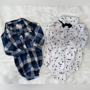 NWOT Blue Plaid and White Patterned Onesies